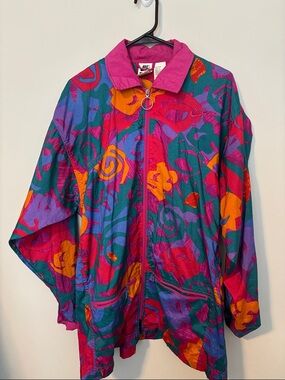 Nike Women’s Vintage-Style Multicolor Windbreaker Jacket - Pink/Teal
